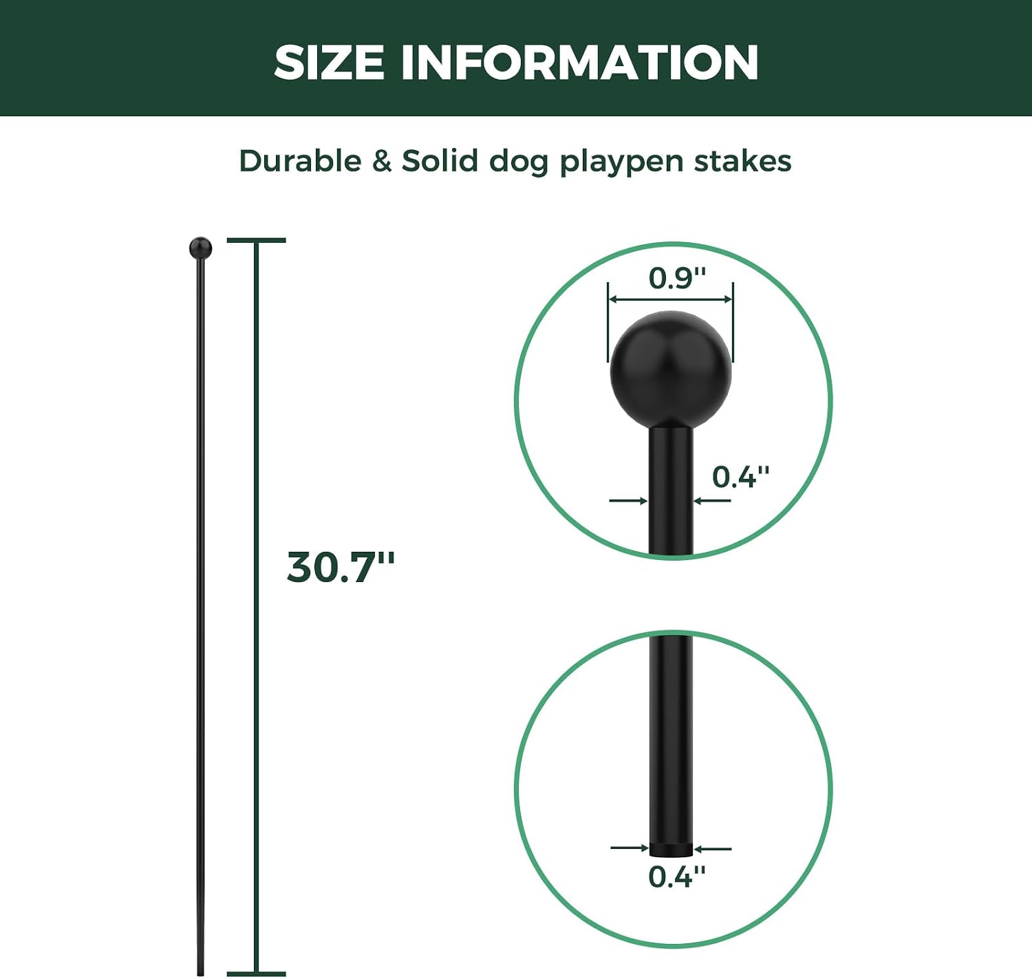 FXW Indoor Dog Playpen Stakes, Additional Long Rods - Metal Post Replacement Pet Exercise Pen Accessories for Indoor Use, 9PCS, 32inch | Patented