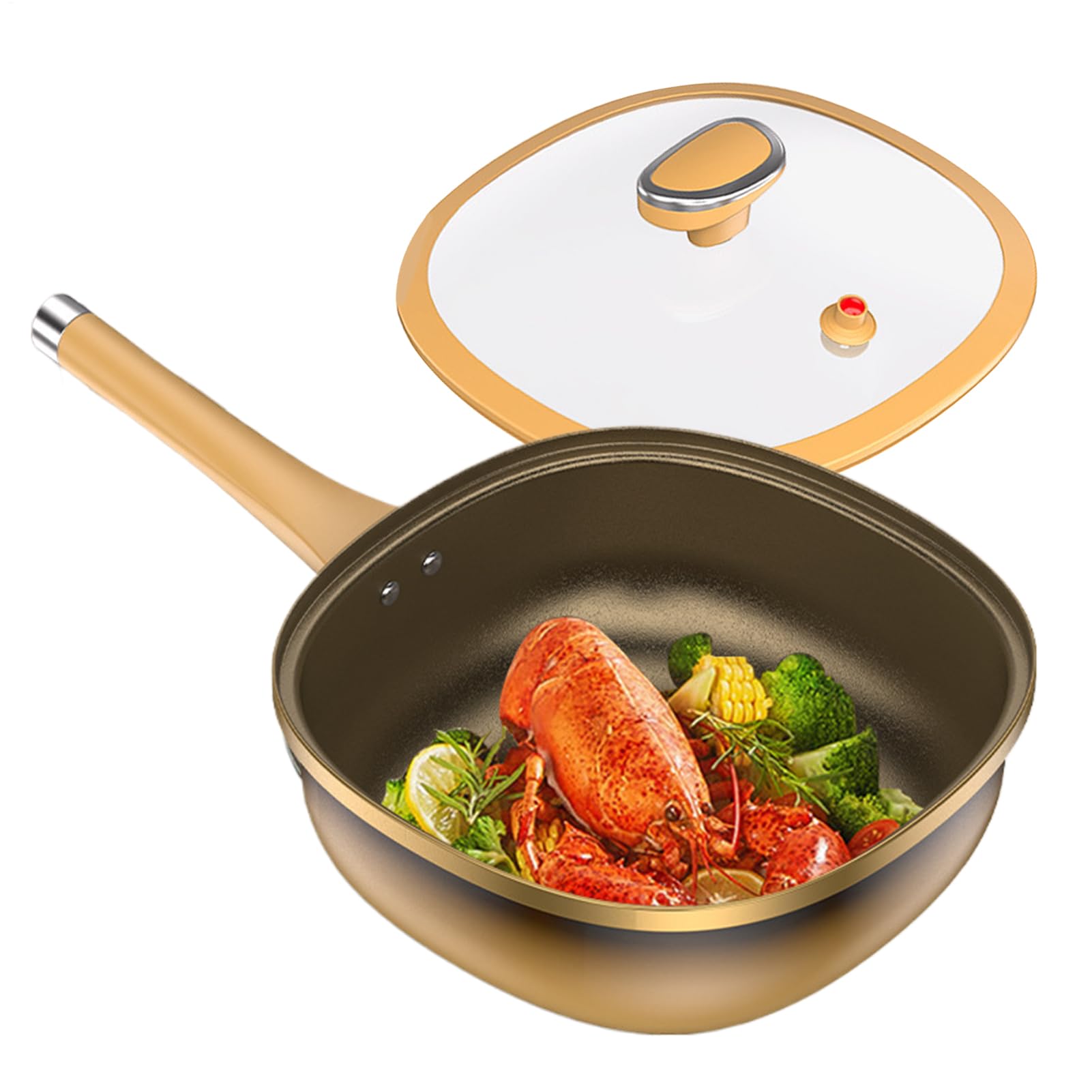 Poêle à frire, en alliage de titane, anti-adhésif, avec couvercle, accessoires de cuisine, ustensiles de cuisine profonds, pour œufs domestiques, crêpes, cuisson électrique, plaque de cuisson à