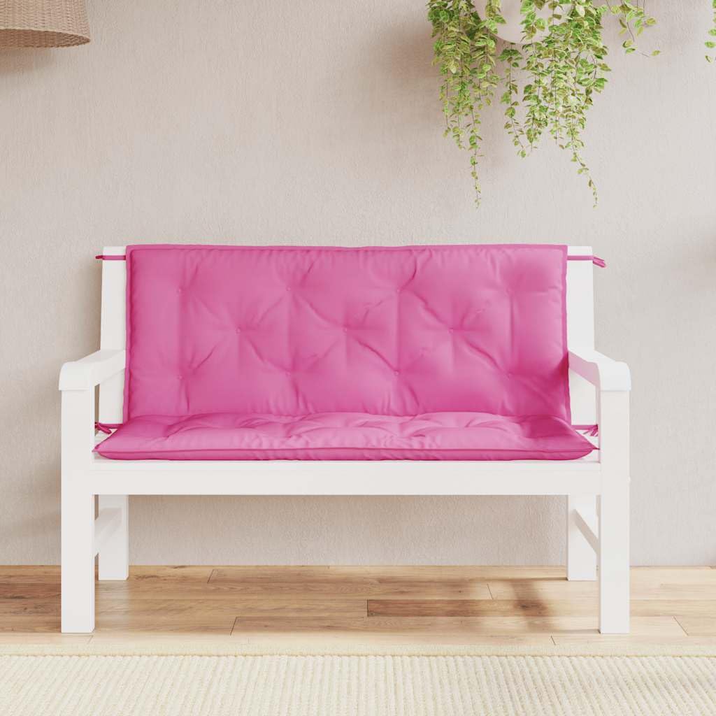 Cuscini per Panca da Giardino 2 pz Rosa 120x50x7 cm | Set imbottiture morbide con laccetti fissanti per panche da patio, terrazzo e soggiorno, ideali per decorare casa.