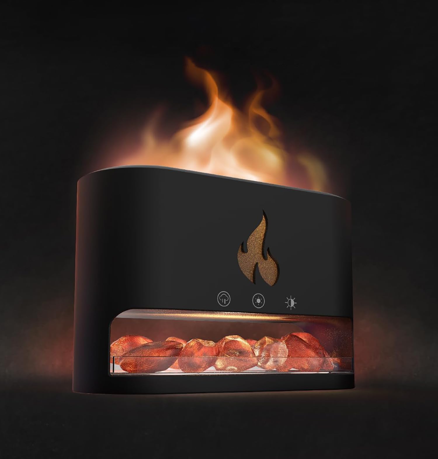 House of Quirk Plastic Flame Diffuser Essential Oil Fire Diffuser with Waterless Auto-Off Protection 250 Ml Aromatherapy Portable for Home, Office, Bedroom (Black)