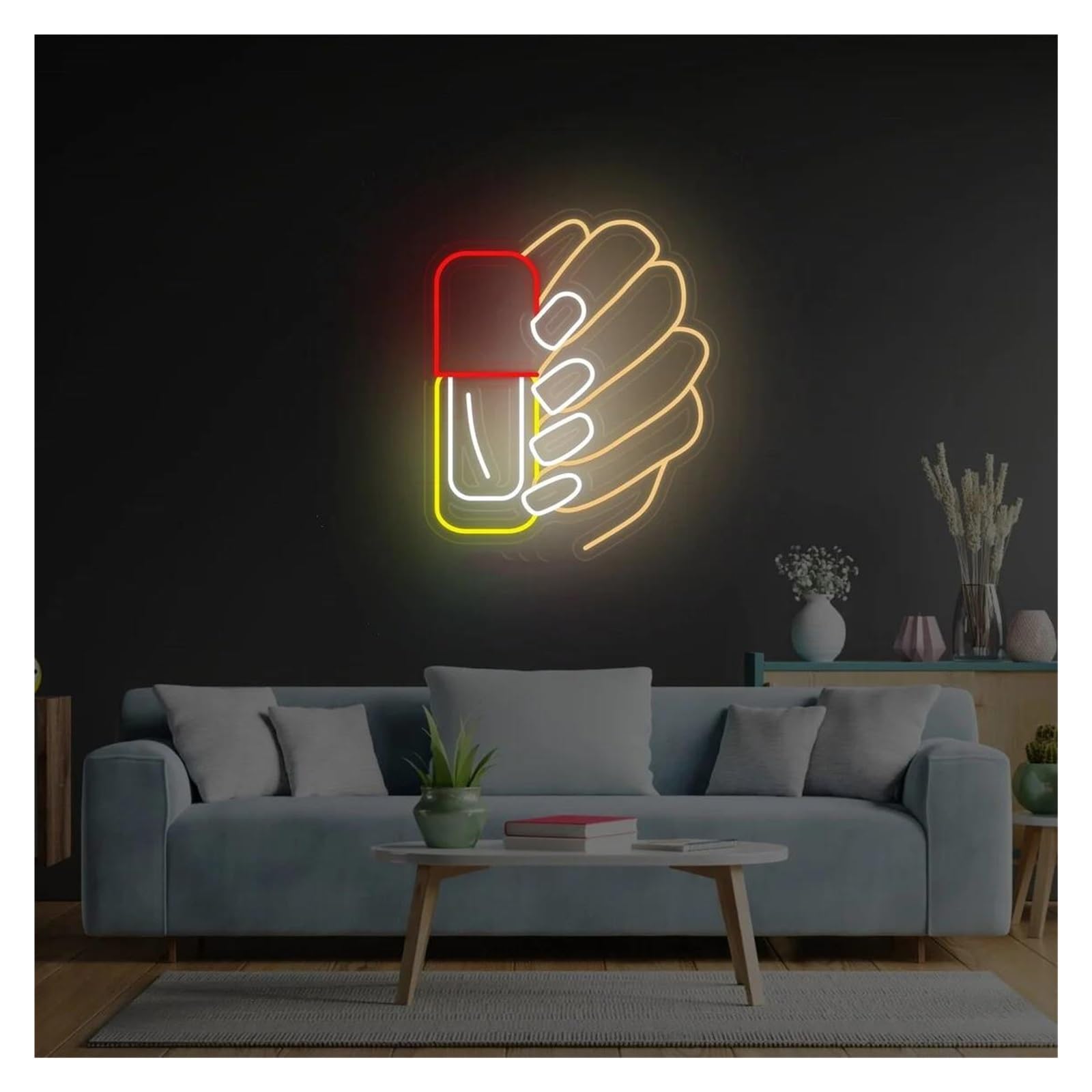 LEMST Signs Lamp Manicure Neon Sign, Nail Polish Neon Sign, Nails Studio Decor, Beauty Salon Sign, Nail Salon Decor 38cm(C)