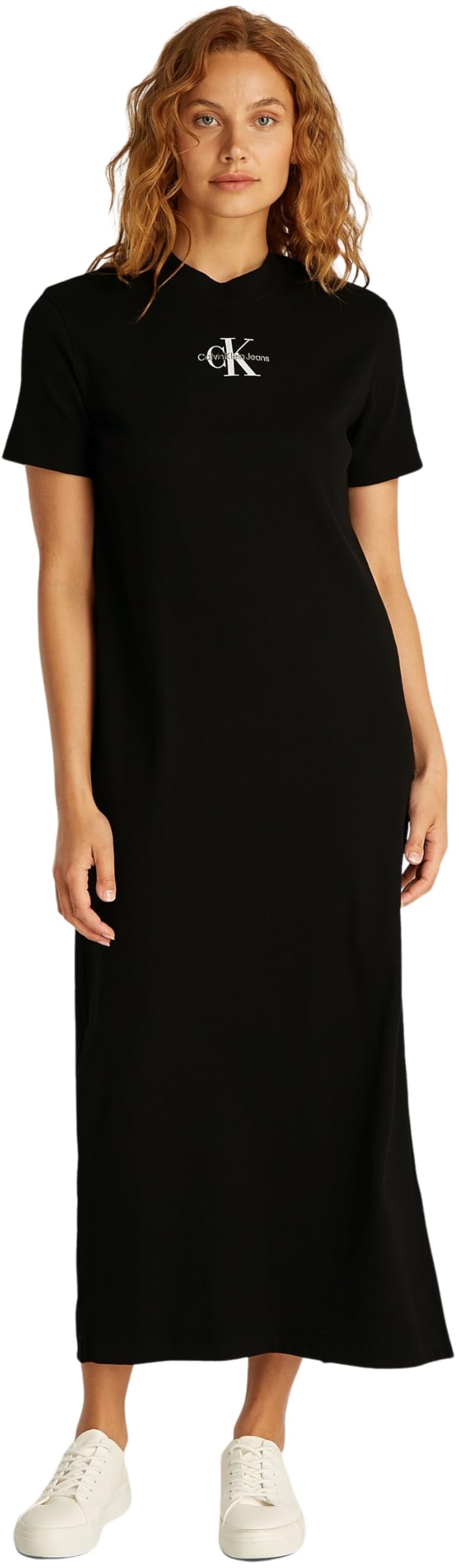 Calvin Klein Sukienka T-shirt Kobiety Monologo Long Rib Tee Dress J20j225543