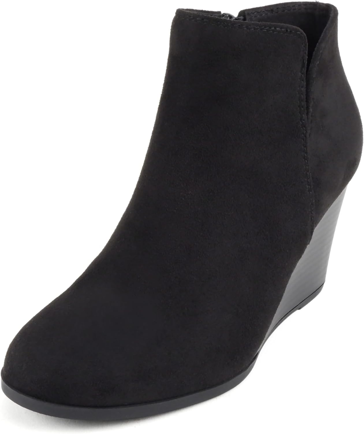 Soda Ability - Mid Ankle Bootie w/Split Shaft and Zipper Stacked Wedge Heel - Image 2