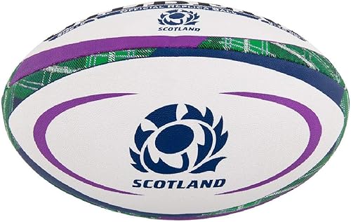 Gilbert Scotland Réplica Supporter Tartan Rugby Union Ball Blanco - Mini