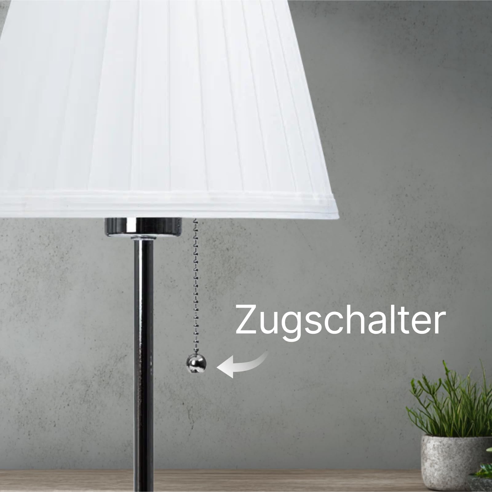 Lámpara de mesa para bombilla LED, tela y metal en acabado blanco, con cable y enchufe, mesita de noche y luz auxiliar para salón y dormitorio