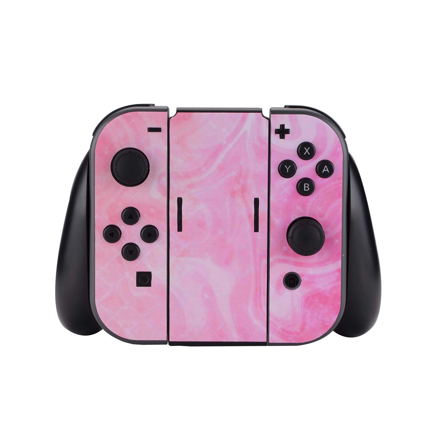 eXtremeRate Autocollant pour Nintendo Switch Manette,Sticker Skin pour Switch Console & Joycon & Dock avec 2 Protection d'Écran-Rose psychédélique