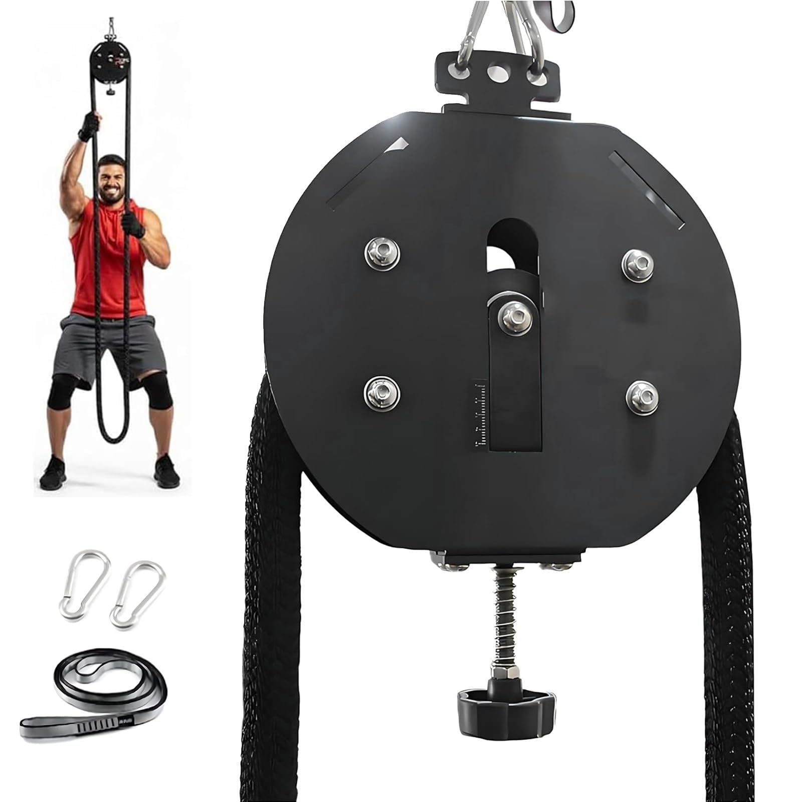 Rogha Black Endless Rope Trainer,Q Pulley Rope Trainer Kit,Adjustable Resistance, 5-30Kg, Endless Rope,Train Anytime Anywhere