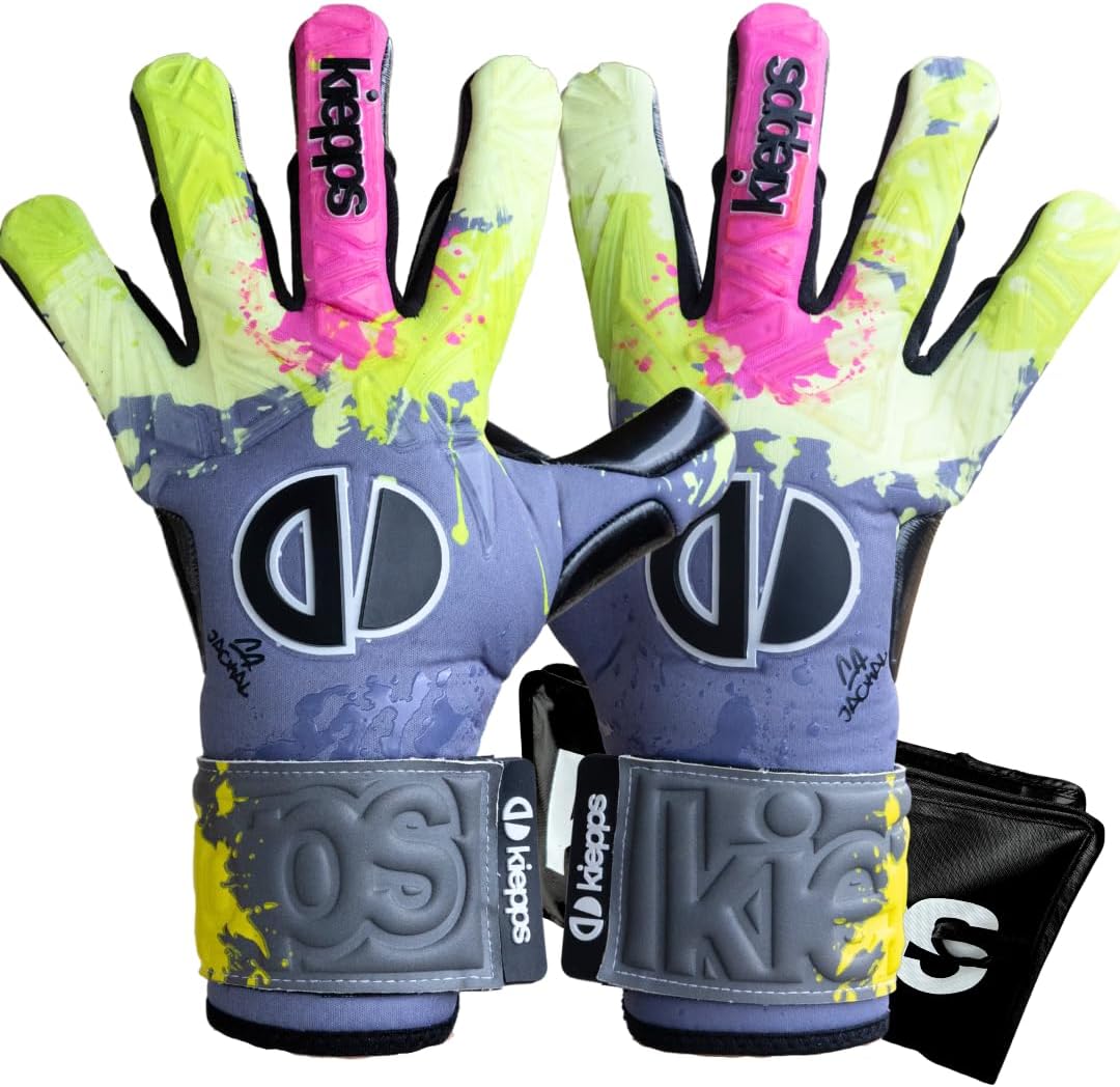Jackal PRO | No Fingersave | Premium Professional Goalie Gloves Adult & Youth | Best Grip for Dry & Wet Weather | Breathable & Lightweight | 4mm German Latex | Premium Goalkeeper Gloves
