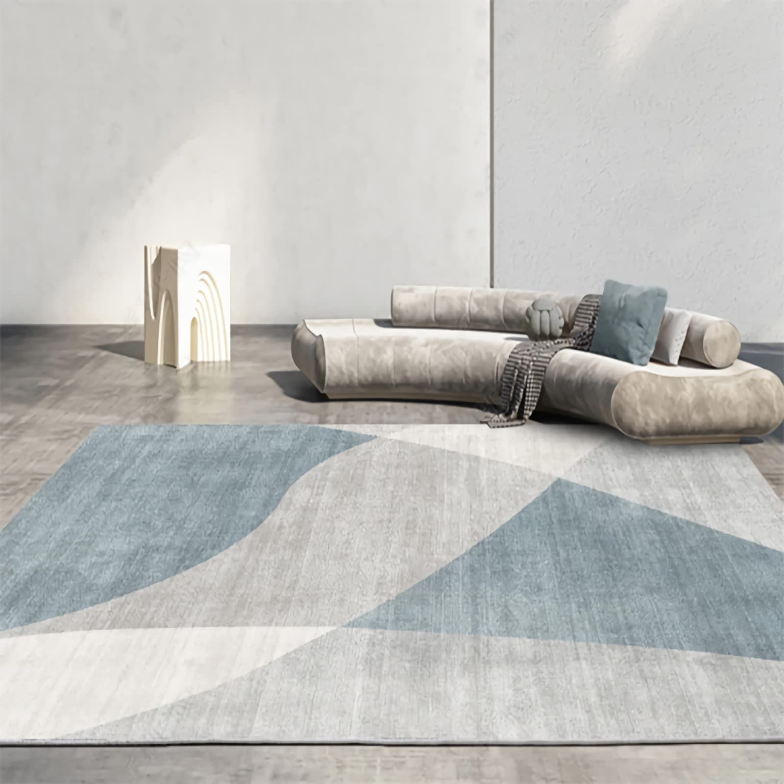 Dywan przy wejściu do domu, niebiesko-szary, geometryczny design, łatwy do czyszczenia, antypoślizgowy, Area Rug 140 x 200 cm