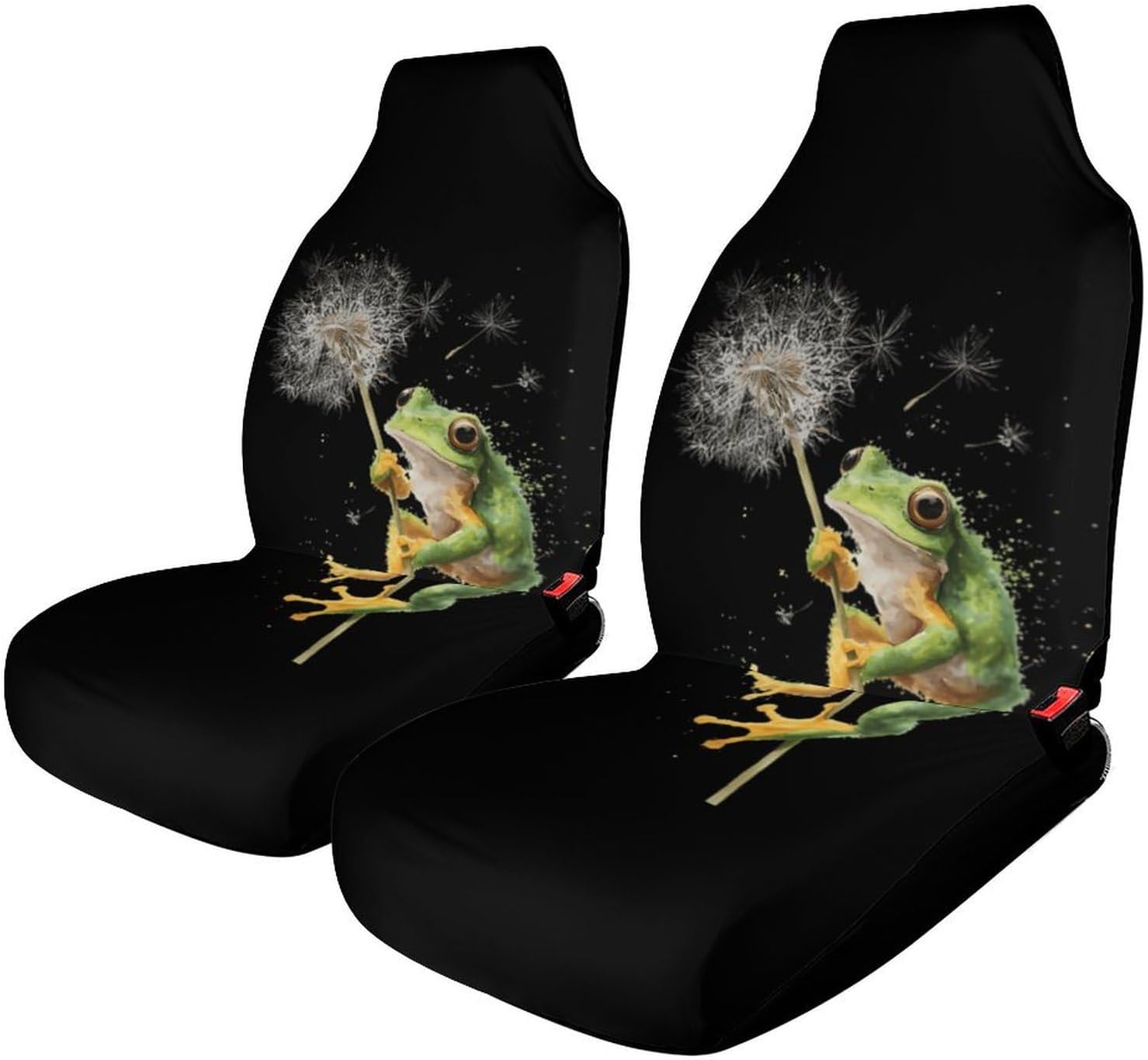 Tree Frog Swinging On Dandelion Car Seat Protector Front Seats Universal Fit Automotive Accessories