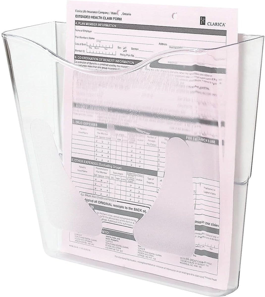 Deflecto 63001 Wall Pocket, Vertical, Ltr, 10-1/4-Inch x4-Inch x10-Inch , Clear
