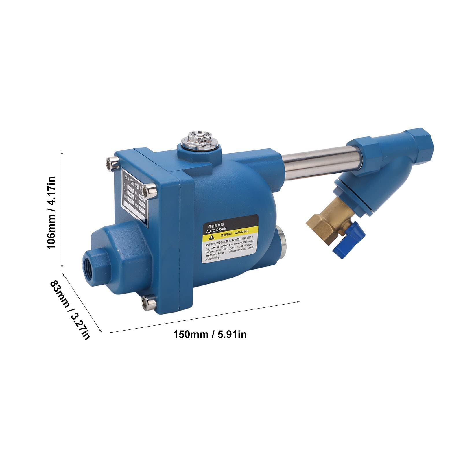 Válvula de Drenaje Automática, Válvula de Purga para Compresor de Aire, 2,5 MPa Aleación de Aluminio, for Sistemas de Compresor de Aire | Sin electricidad, sin ruido ni fugas; 2,5 MPa, 100°C máx. y gran drenaje.