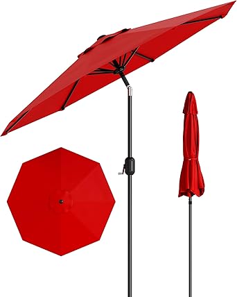 7.5FT Outdoor Patio Umbrella, Outdoor Table Umbrella, Market Umbrella With Push Button Tilt and Crank, 6 Sturdy Ribs UV Protection Waterproof for Garden, Deck, Backyard, Pool,Navy Blue