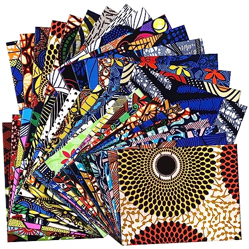 Mixweer 40 Pcs 20 x 16 Inch African Cotton Fabric Square No Repeat Quilting Fabrics Bundles African Wax Fabric Cotton Ankara Fat Quarters for DIY Sewing Cloths Handmade Accessories