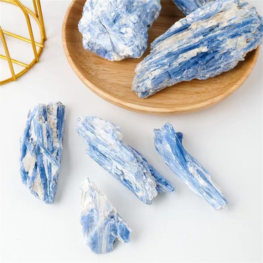 MDBJTCYZN Blue Crystal Kyanite Rough Gem Stone Home Decoration Rock Ornaments (Size : 80-100g)