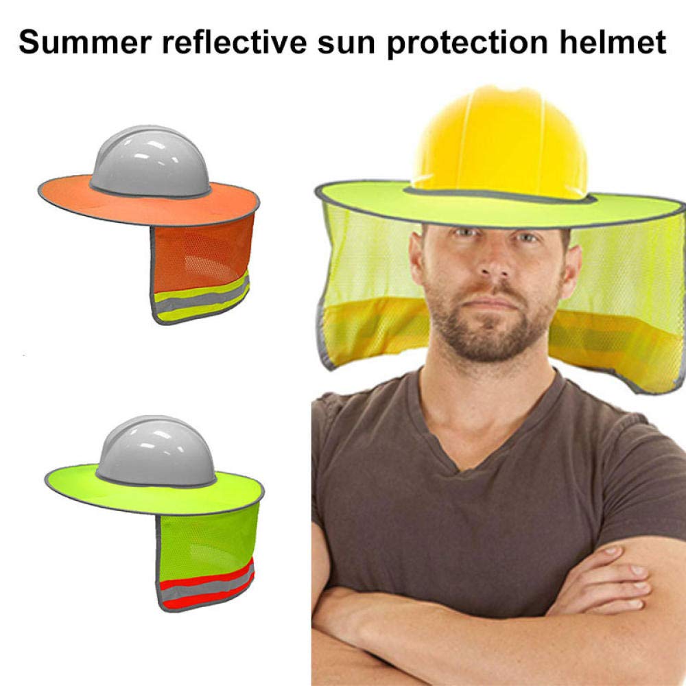 Sonnenschutz für Schutzhelm Hochsichtbarer, reflektierender Sonnenschutz-Nackenschutz mit Vollkrempe-GELB