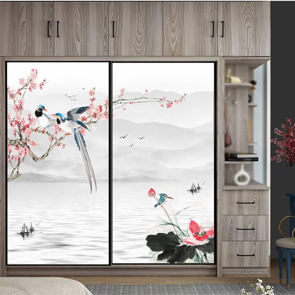 Window Privacy Film Window Film Window Privacy Film, Frosted Glass Window Film, Wardrobe Frosted Glass Stickers, Opaque Window Stickers for Bathroom Living Room Balcony Blackout Window Film Window Fil