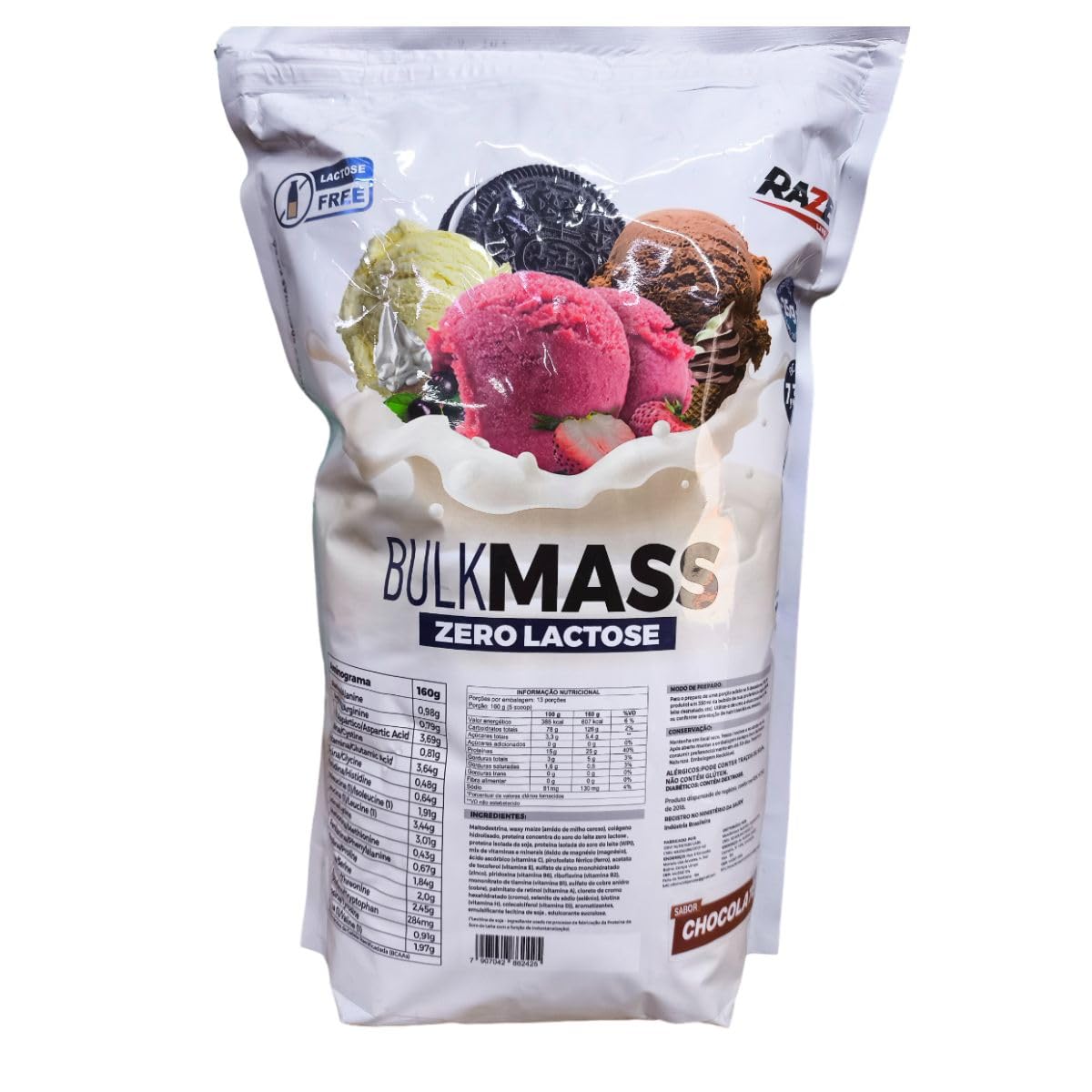 Hipercalórico BulkMass Zero Lactose 2kg - Raze Labs(Creme Suiço