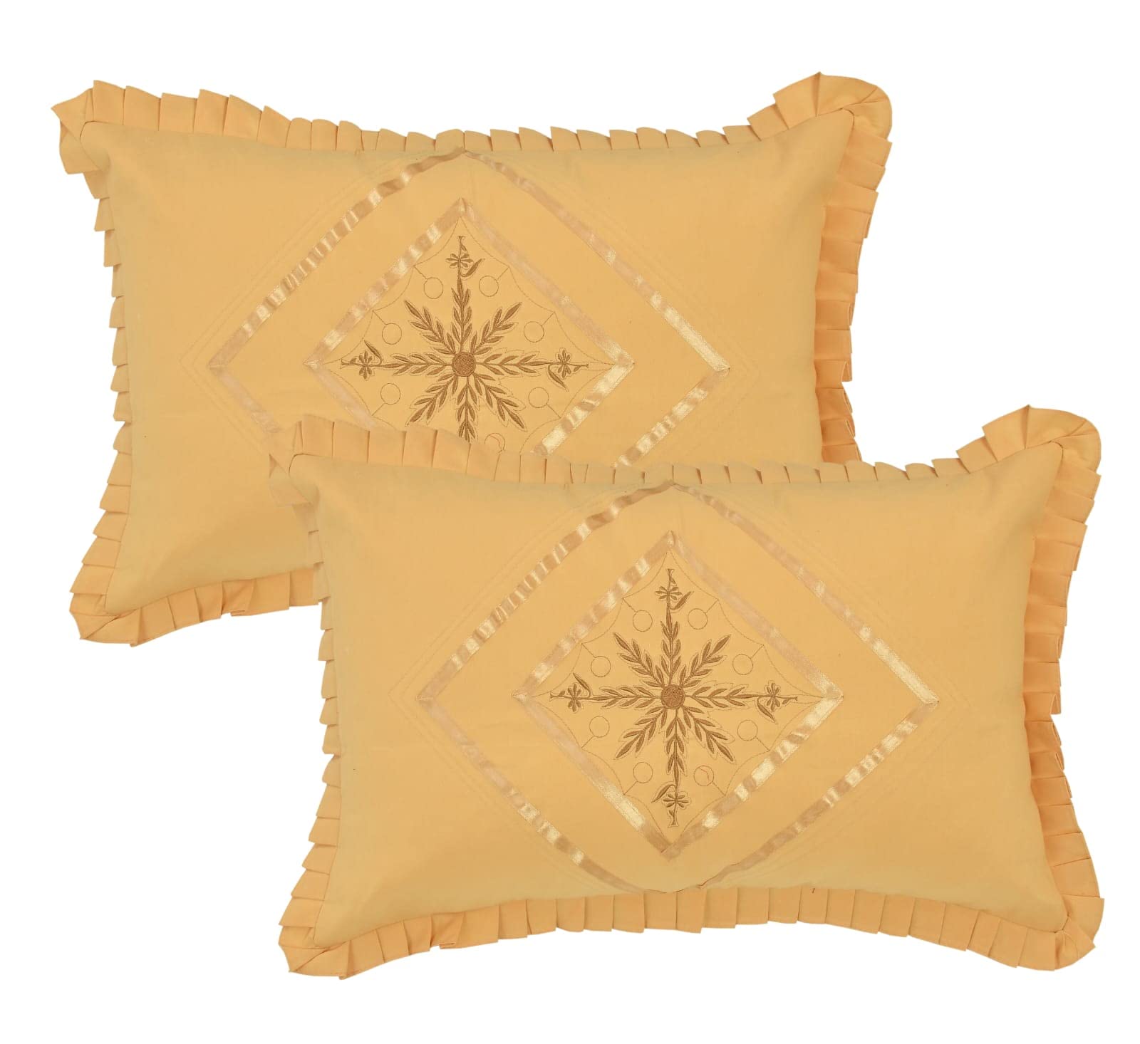 FABZIMicrofiber Kundal  Pillow Covers/Cases with Zipper for Home, Living Room, Office Set of 2 (17 * 27 Inch_ Light Brown)