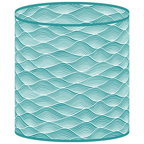 LampPix 10.00 Inch Table Lamp Shade - Waves Aqua Canvas Desk Lampshade (Spider Fitting)