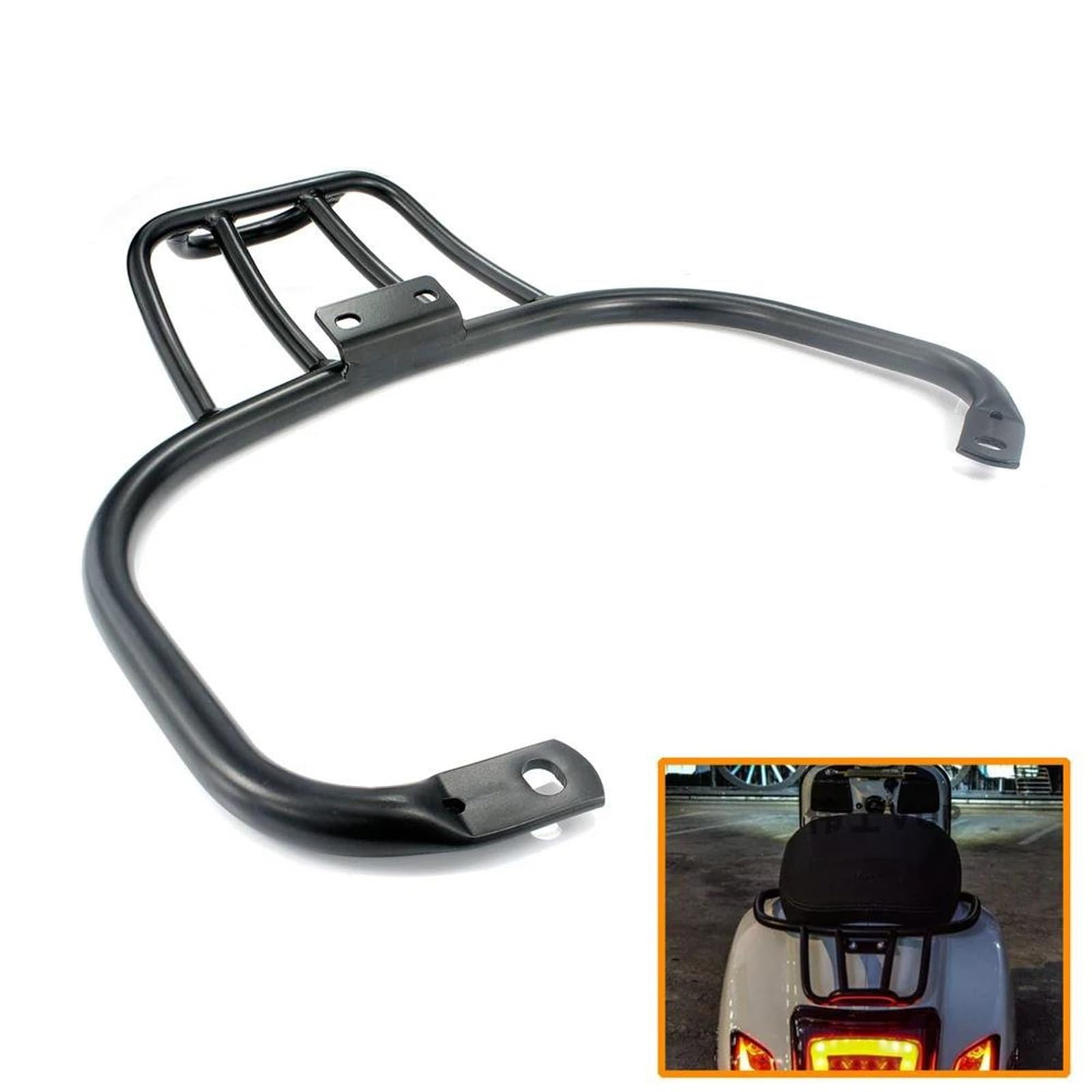 Motorrad Regal Rack Hinten Gepäck Halterung Für Vespa GTS 300 250 125 Für GTV300 2008-2024(Schwarz)