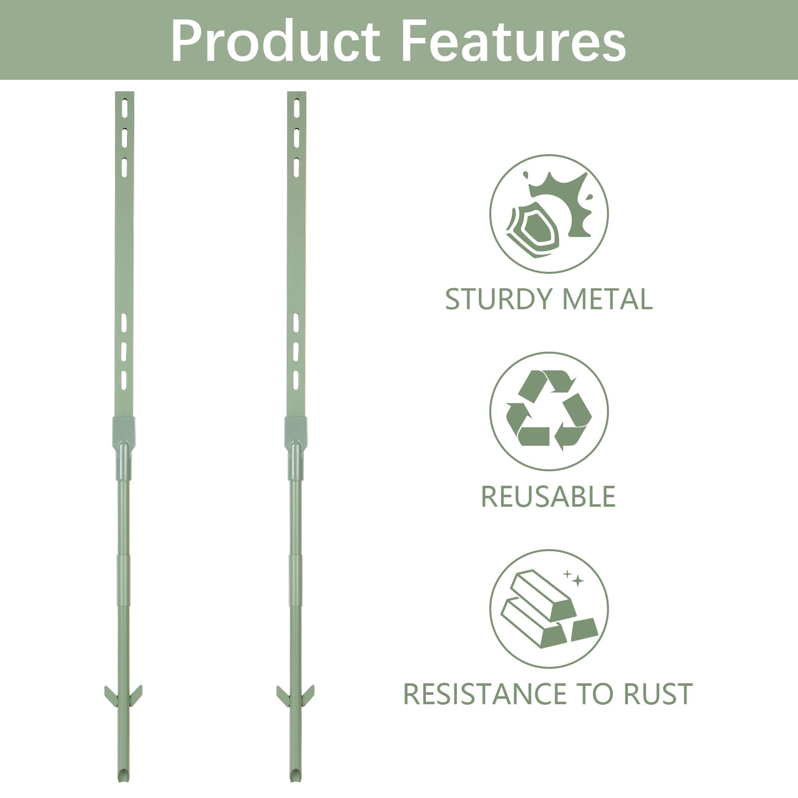 2pcs Garden Sign Mount Post Yard Sign Stakes Stand Sign Holder Aluminium Pathwork Stakes with Spike for Outdoor 122cm High(Green - Image 4