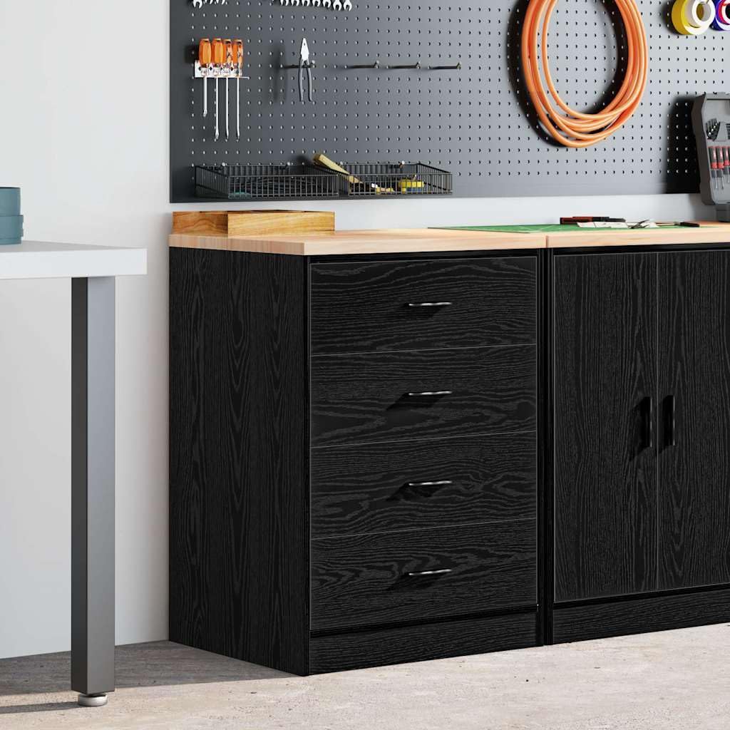 INLIFE Garagen-Aufbewahrungsschrank Schwarz Massivholz Kiefer,Wirtschaft & Industrie,Gewerbliche Lagerung,Industrieschränke,Schwarz,29.45 KG,860599