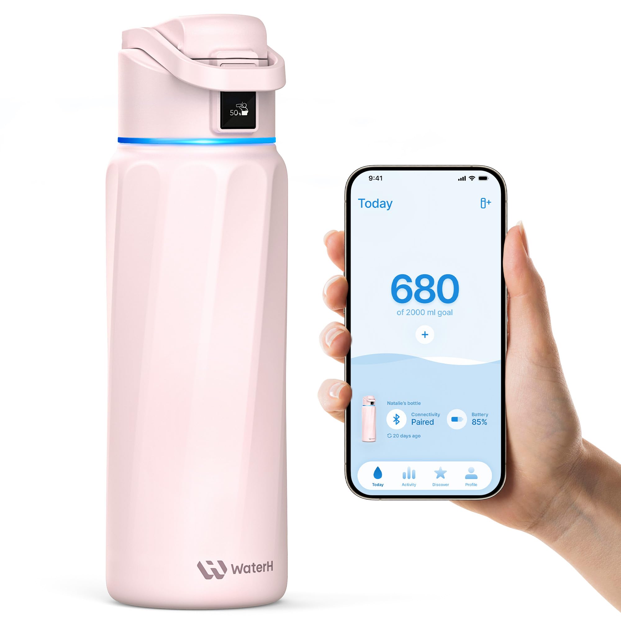 BOOST Smart Water Bottle with Reminder & Tracker, Double Wall Vacuum Insulated Bottles Stainless Steel, BPA-Free Wide Mouth for School, Gym, Office, Ideal for Mother's Day