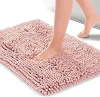 Tapete Banheiro Bolinha Antiderrapante Absorvente Super Macio (Rosé)