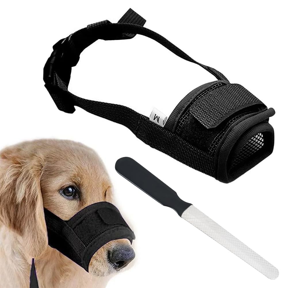 Bozal Nylon para Perros,Bozal Lazo Ajustable,Bozal Antiladridos Perros,Bozales Nailon para Perros Pequeños y Medianos,Bozal Perro Anti-Mordedor Bozal para Perros Malla Transpirable Forma