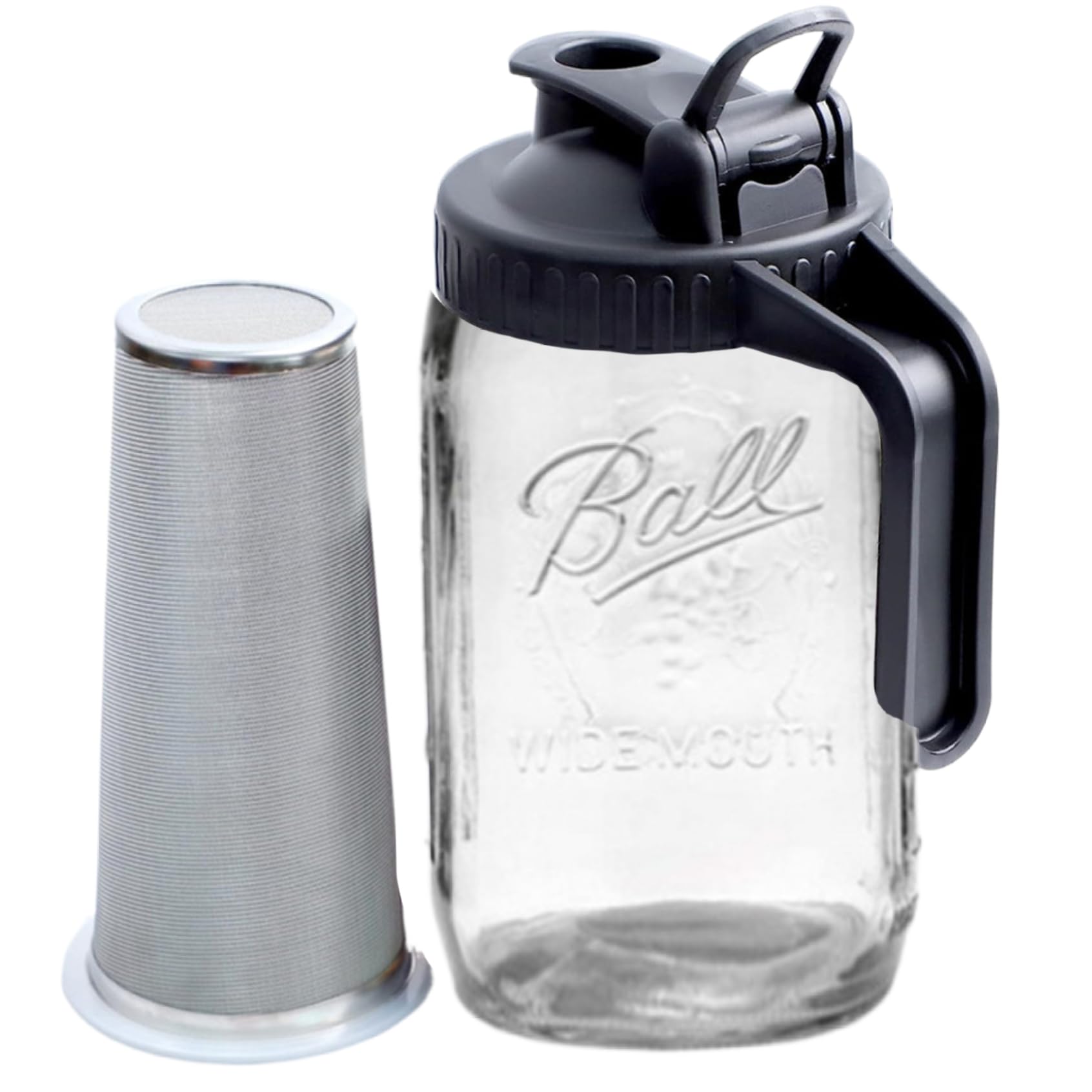 Filtro café de café claro en jarra para bebidas de té helado de 32 oz con tapa de mango