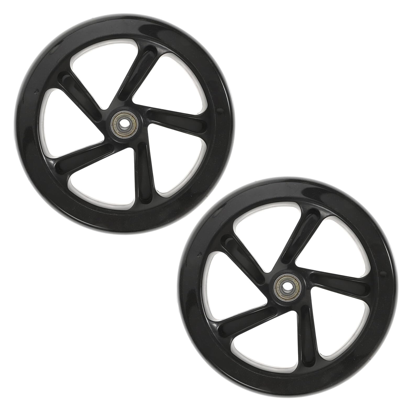 Rollerräder 180mm PU Schwarz, 2 Stück für Straßen und Wege