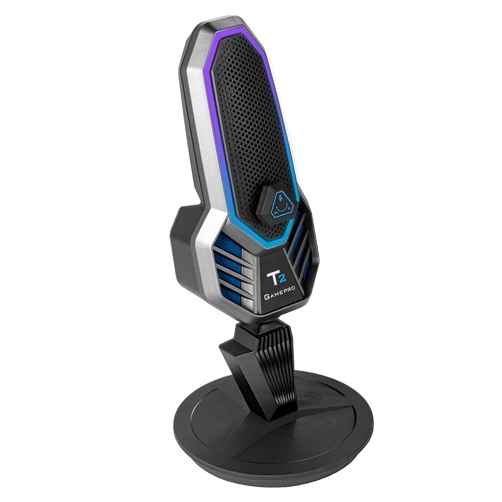 Microfono a Condensatore RGB, Microfono Con Supporto Cardioide USB Da Gioco Con Fantastica Illuminazione RGB, Regolazione Della Rotazione a 360° Per Giochi/streaming/registrazione