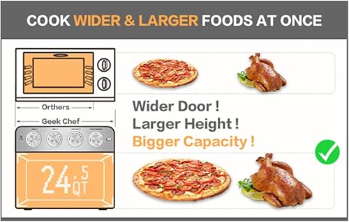 Miniatura 5 de Freidora de aire, freidora de aire de 6 rebanadas de 26 cuartos de galón  26 litros, sin aceite, combo de horno tostador extragrande, horno freidora