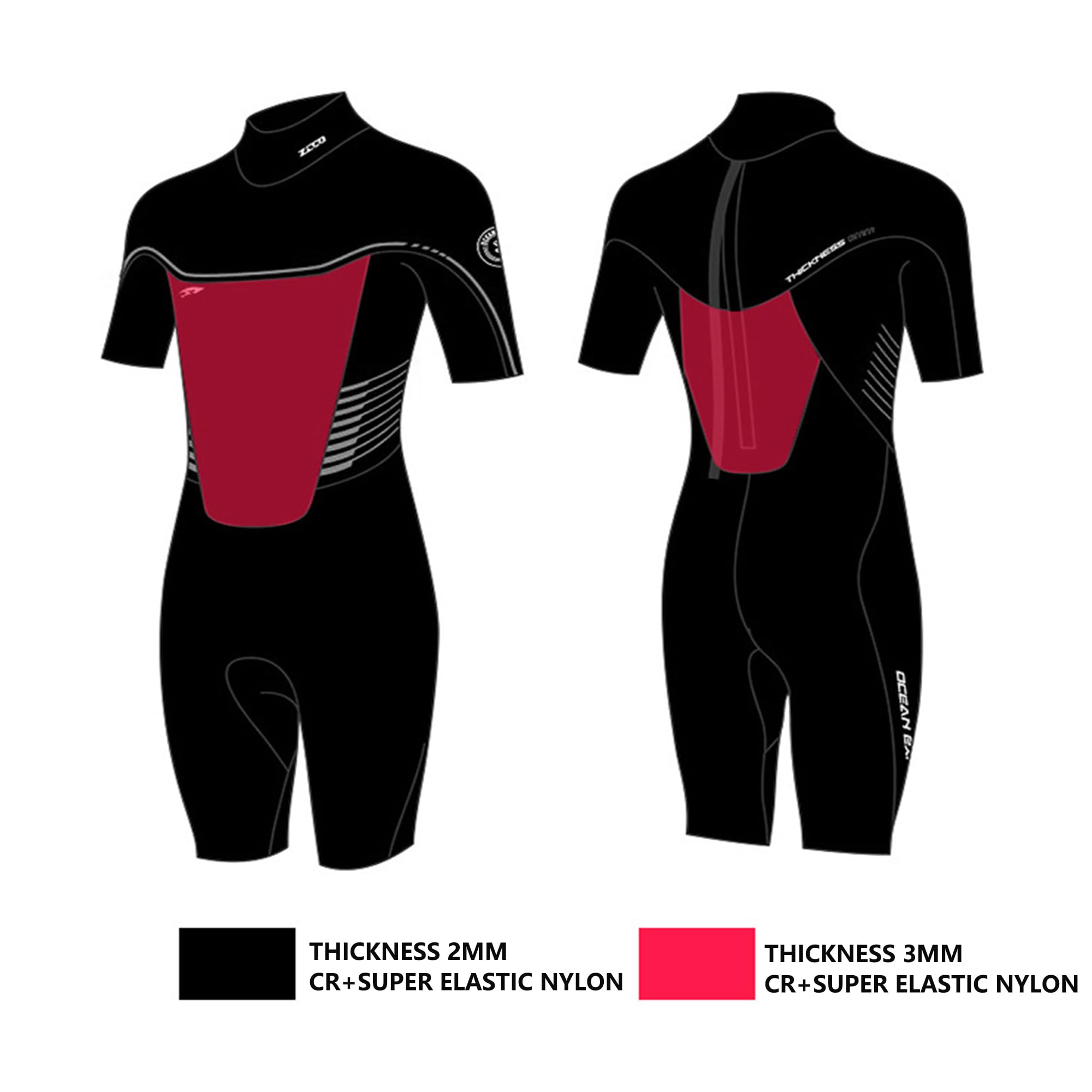 ZCCO Muta Shorty per uomo e donna, 3/2 mm, mute corte in neoprene per acqua fredda, mute per immersioni surf, snorkeling, kayak, sport acquatici