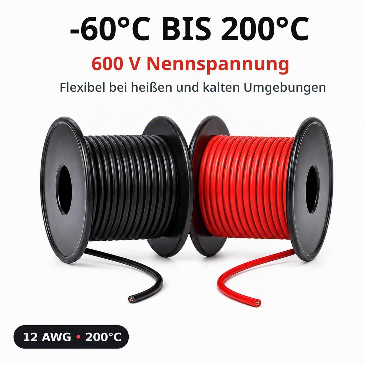 TUOFENG 12 gauge Silikon-Draht 21 Meter [10.5 m Schwarz und 10.5 m Rot] 12-AWG-Elektrokabel zum Einhaken des Drahtkabels Weich und flexibel aus verzinntem Kupferdraht Hohe (12AWG-10.5M)