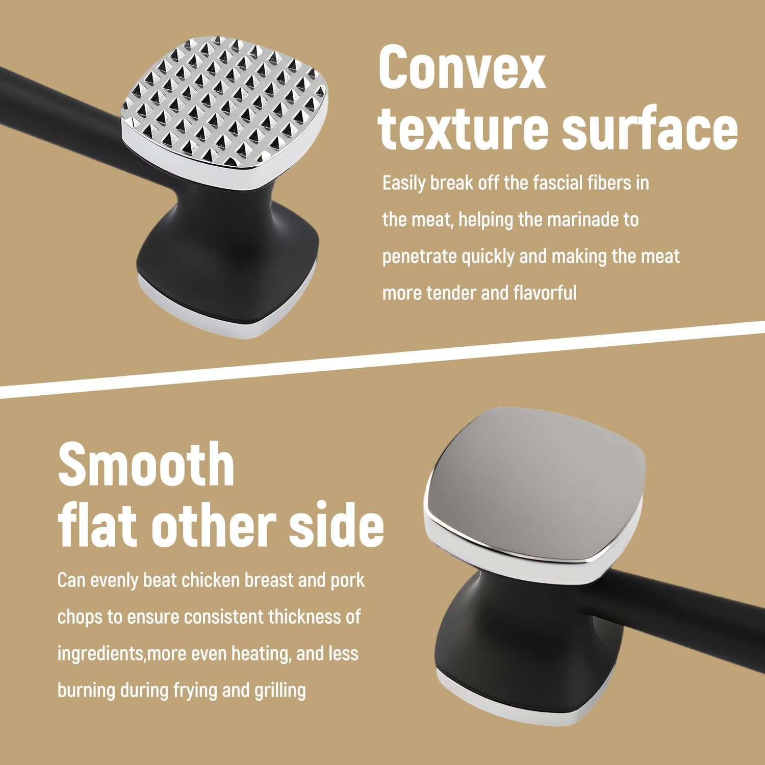 Meat Tenderizer Hammer - Comfortable Grip -4