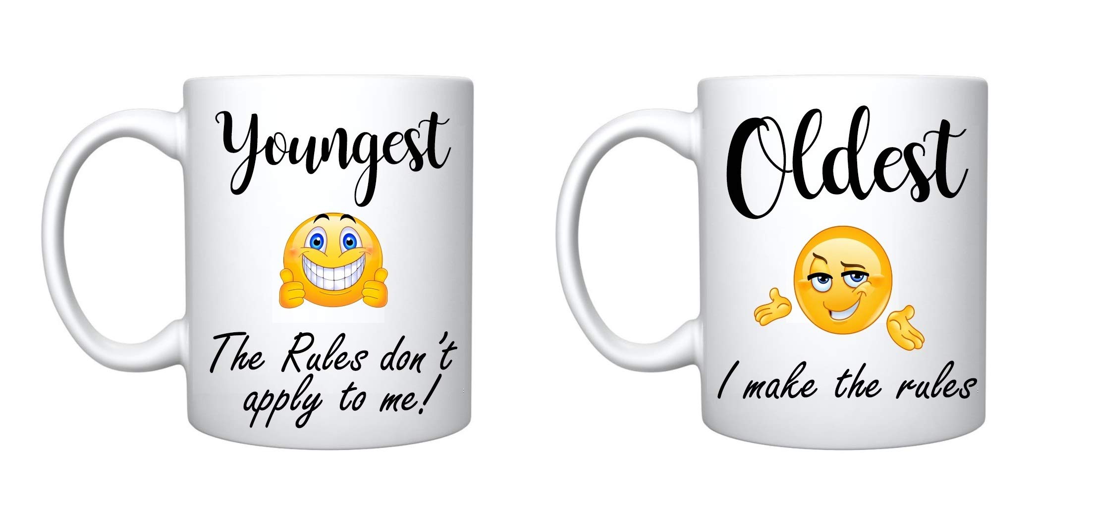 iTRONiK 2 Mugs Set Family Siblings Youngest and Oldest Child Rules Mugs