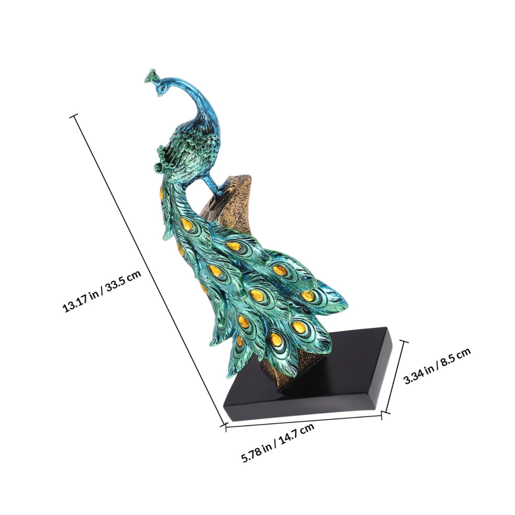 Statua di Pavone da Giardino in Resina Decorativa Immagine Realistica, Piccola Scultura Blu per Cortile e Ornamento Esterno Elegante