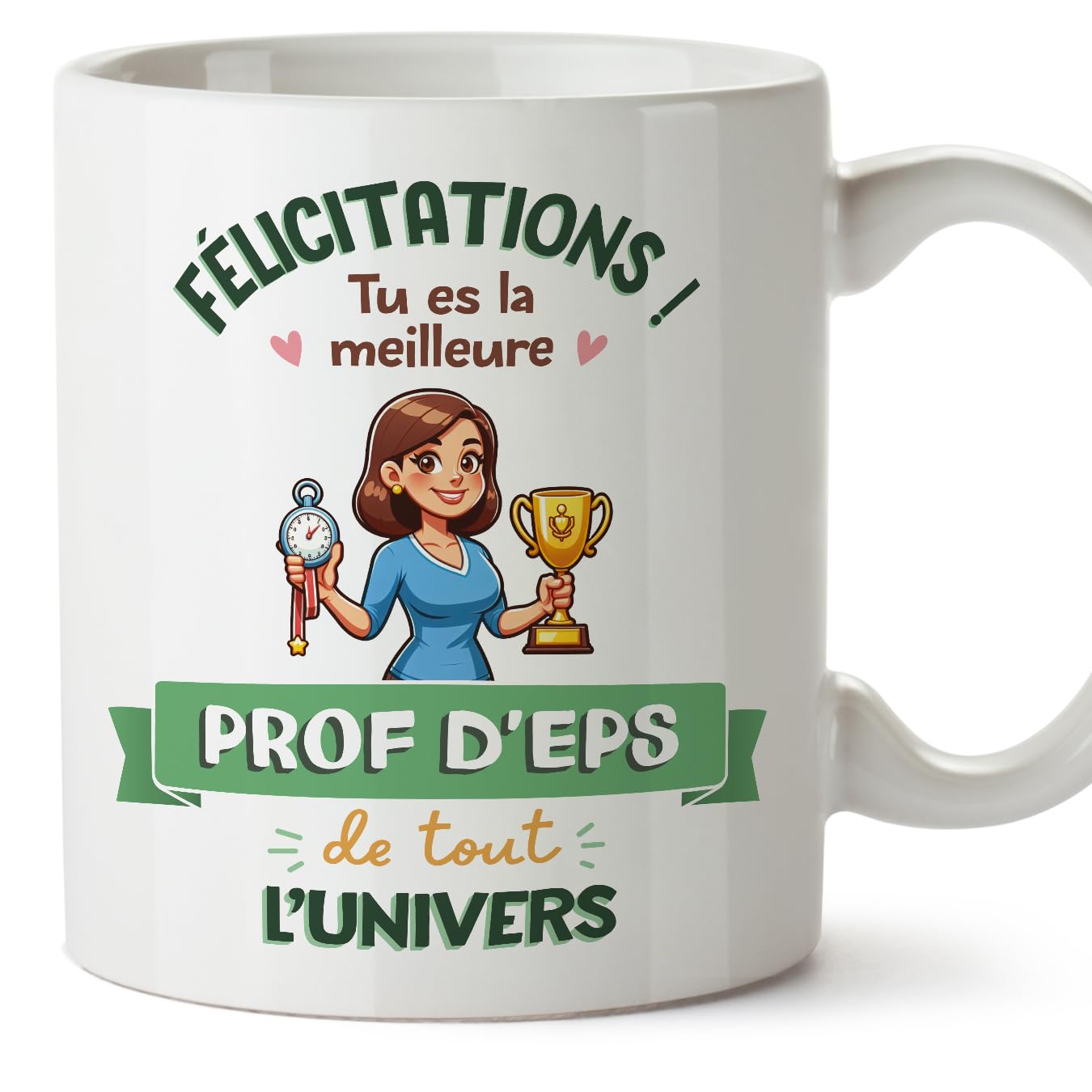 MUGFFINS Physical Education Teacher Woman Mug - in French - Meilleur Univers Trophée - Funny Gift for Colleagues - Ceramic 11oz Mug — image 1