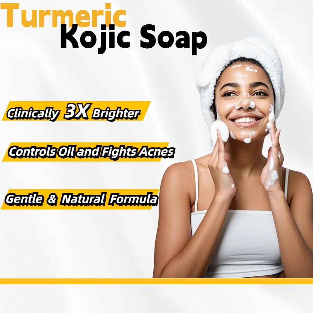 Lemon Turmeric Kojic Acid Soap Bar with Vitamin C, Shea Butter & Amino Acids