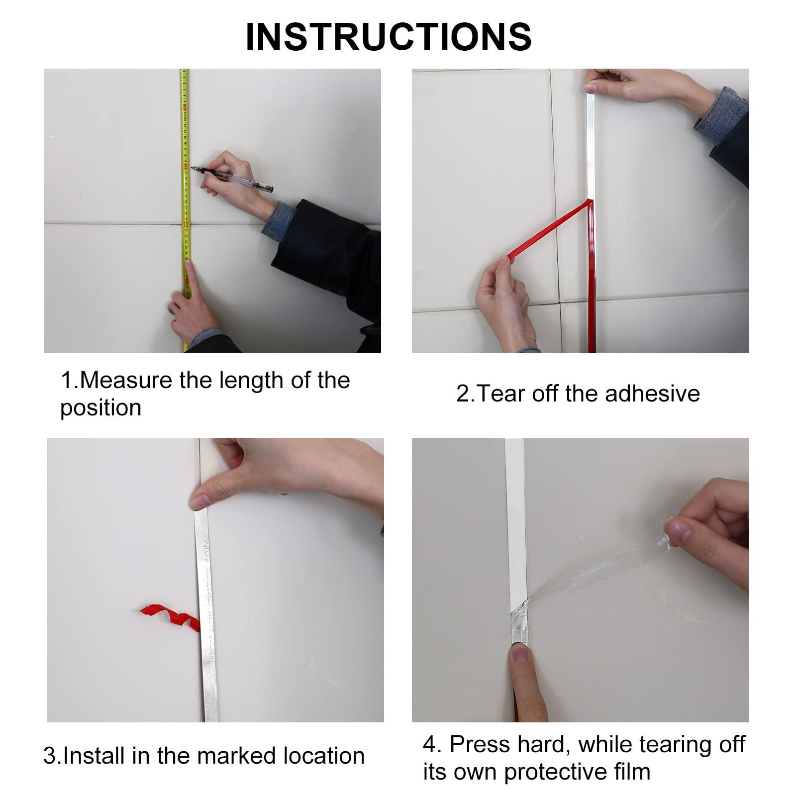 Copgge 164FT Silver Metal Strip Peel And Stick Mirror