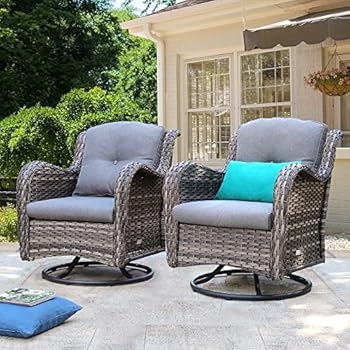 Alternative view of HAPLIFE 2 Pieces Patio Wicker Swivel Rocker Chairs Rattan Outdoor Furniture Rocking Chair Set (Grey)