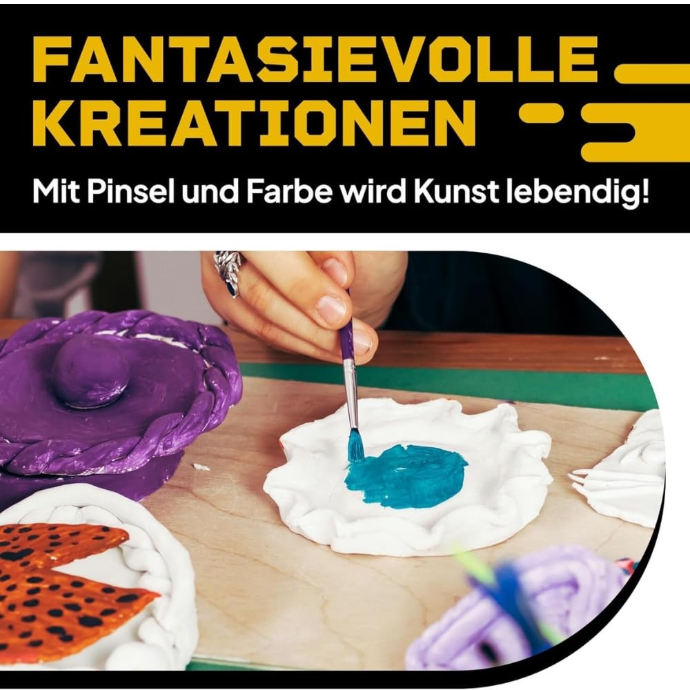 DIBYS Töpfer-Set für Zuhause | Starter mit Modellier-Werkzeug, lufttrocknendem weißen Ton, Farben & Pinsel | DIY-Töpfern für Erwachsene | Kreatives Hobby | Geschenkideen