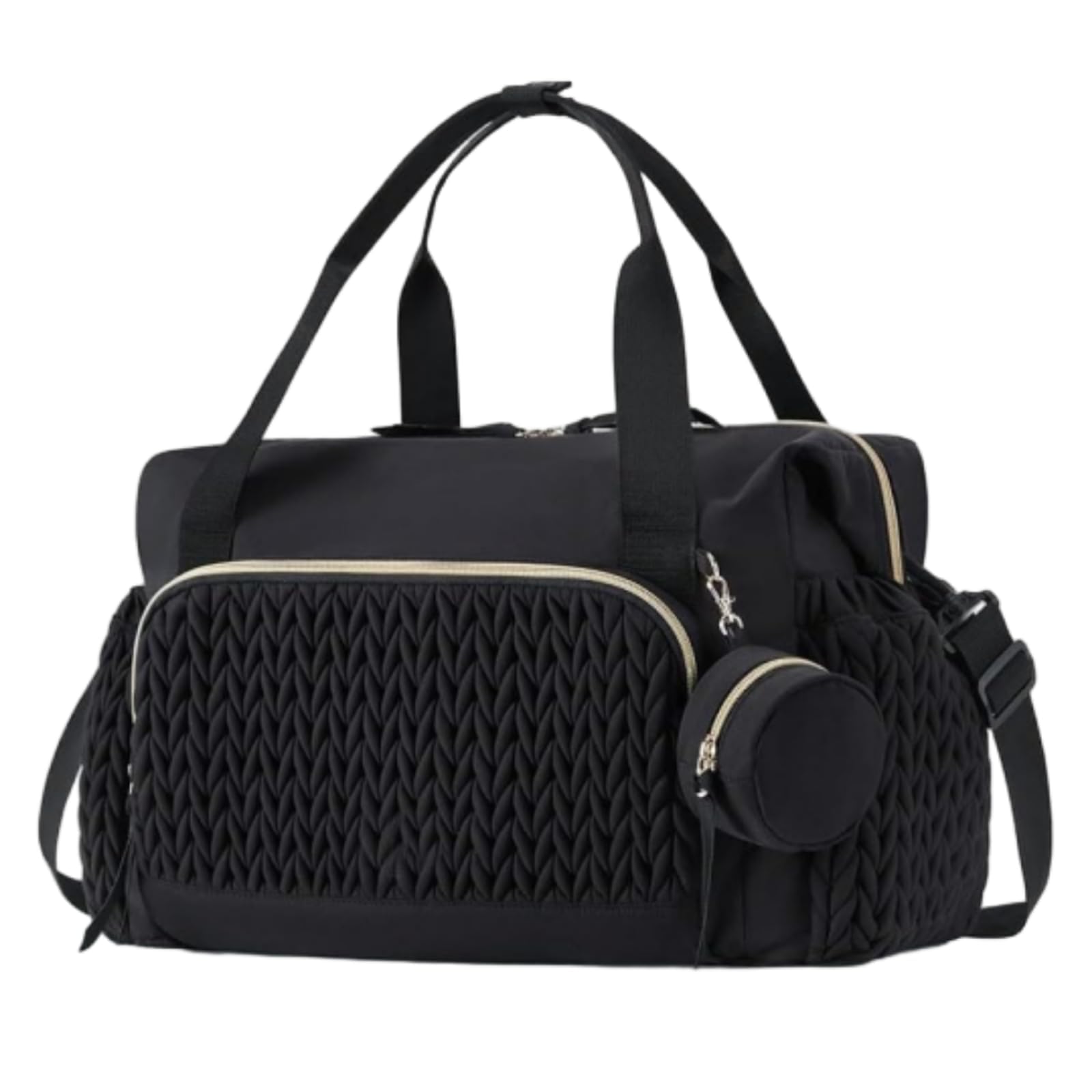 Sac à langer multifonctionnel, grande capacité, sac à bandoulière avec porte-tétine pour maternité et bébé, sac à langer, voyage, noir