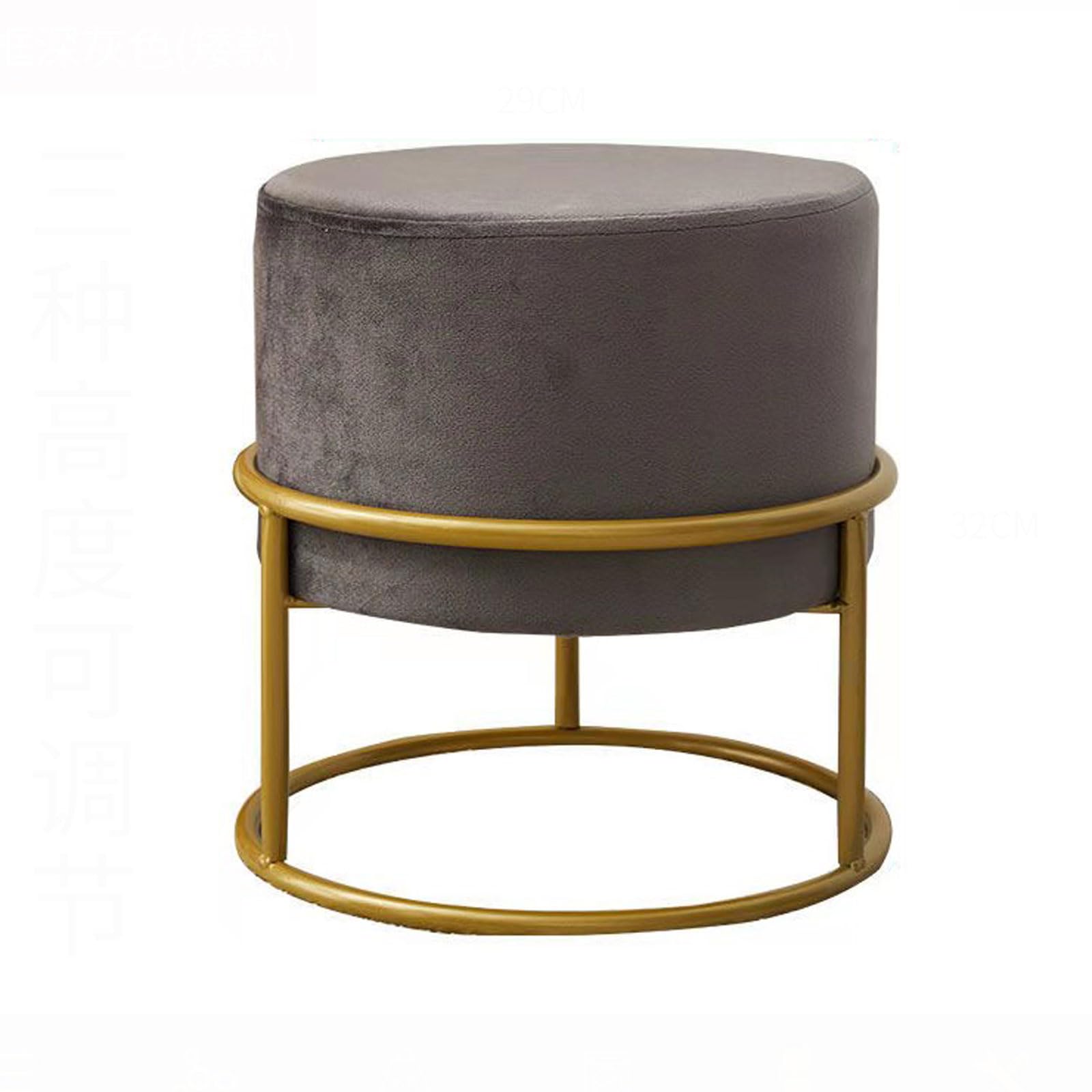 Repose-pieds rond gris de 29x32 cm réglable en hauteur avec pieds en métal stable