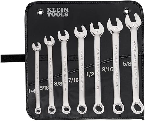 Klein Tools 68400 SAE Juego de llaves combinadas, extremo abierto y extremo de caja, 7 piezas