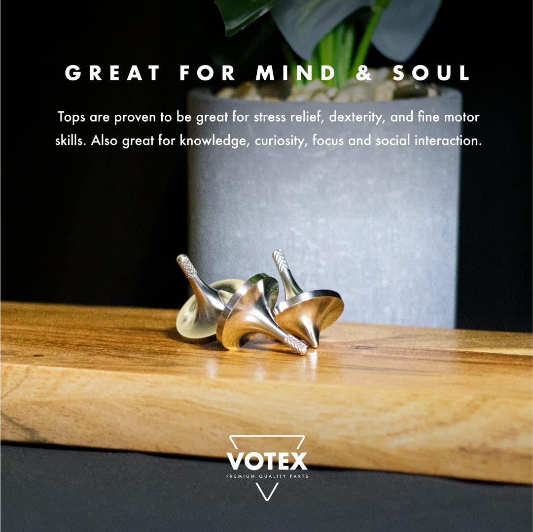 Stainless Steel Spinning Top | Made in USA | CNC Metal Desk Toy for Adults and Children | Long Spin Time, Stress Relief, Focus, Meditation & Fidget Toy Gift