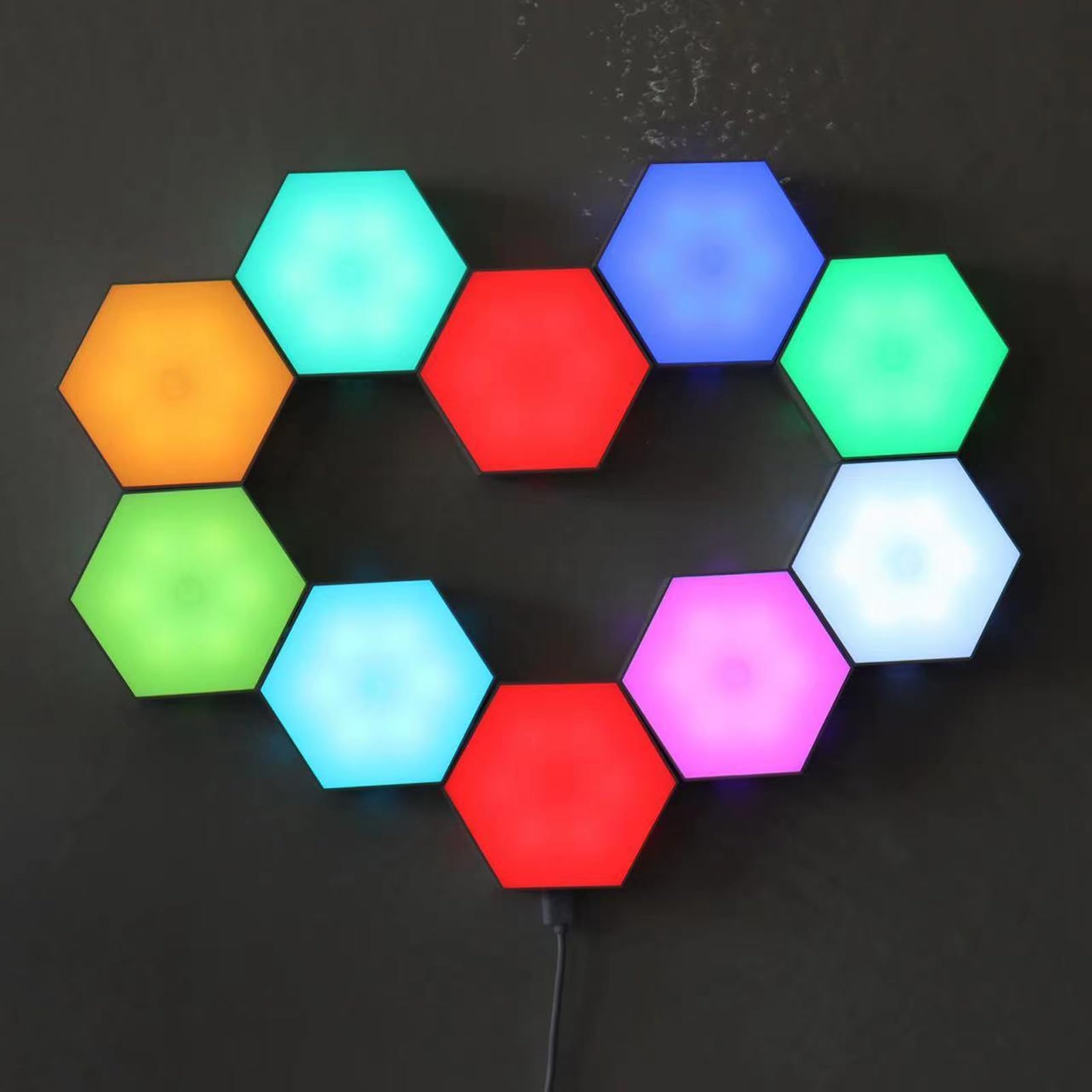 Bewinner Lot de 6 Panneaux D'éclairage Muraux Hexagonaux, Lumières Modulaires LED Hexagonales RVB Smart APP, Panneaux Modulaires Intelligents, Carreaux Hexagonaux, Formes D'extension Push