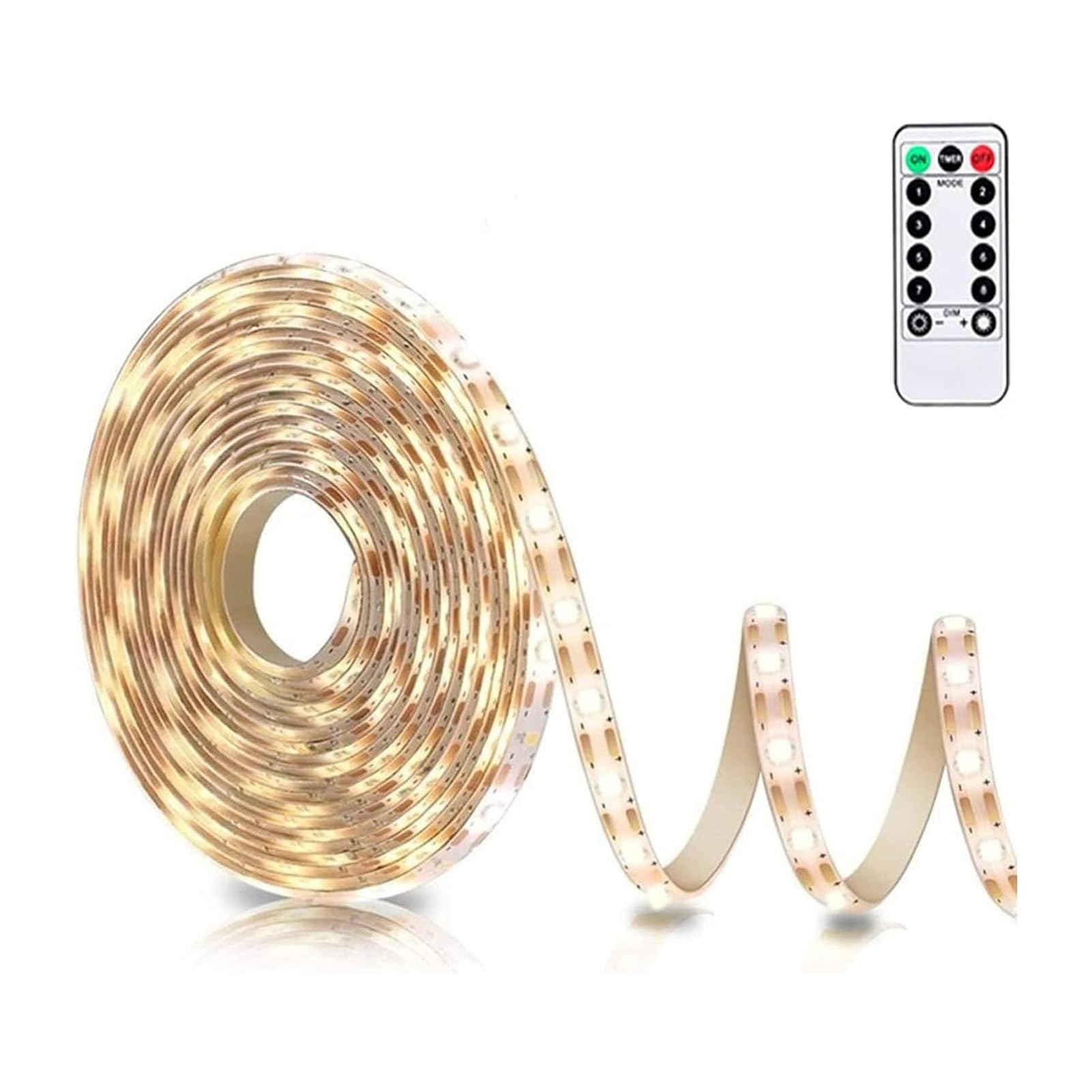 Strisce Luminose A LED Alimentate A Batteria Con Telecomando, Bianco Caldo, Dimmerabili, Autoadesive, Tagliabili, Impermeabili, Per TV, Cucina, Armadi, Camera Da Letto(Warmes Licht,10M(600LEDS))